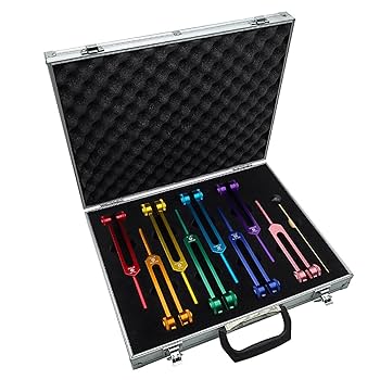 ジェムストーン　音叉　ヒーリング　瞑想 Amazon.co.jp: 音叉セット 8色、アルミニウム音叉、7つの